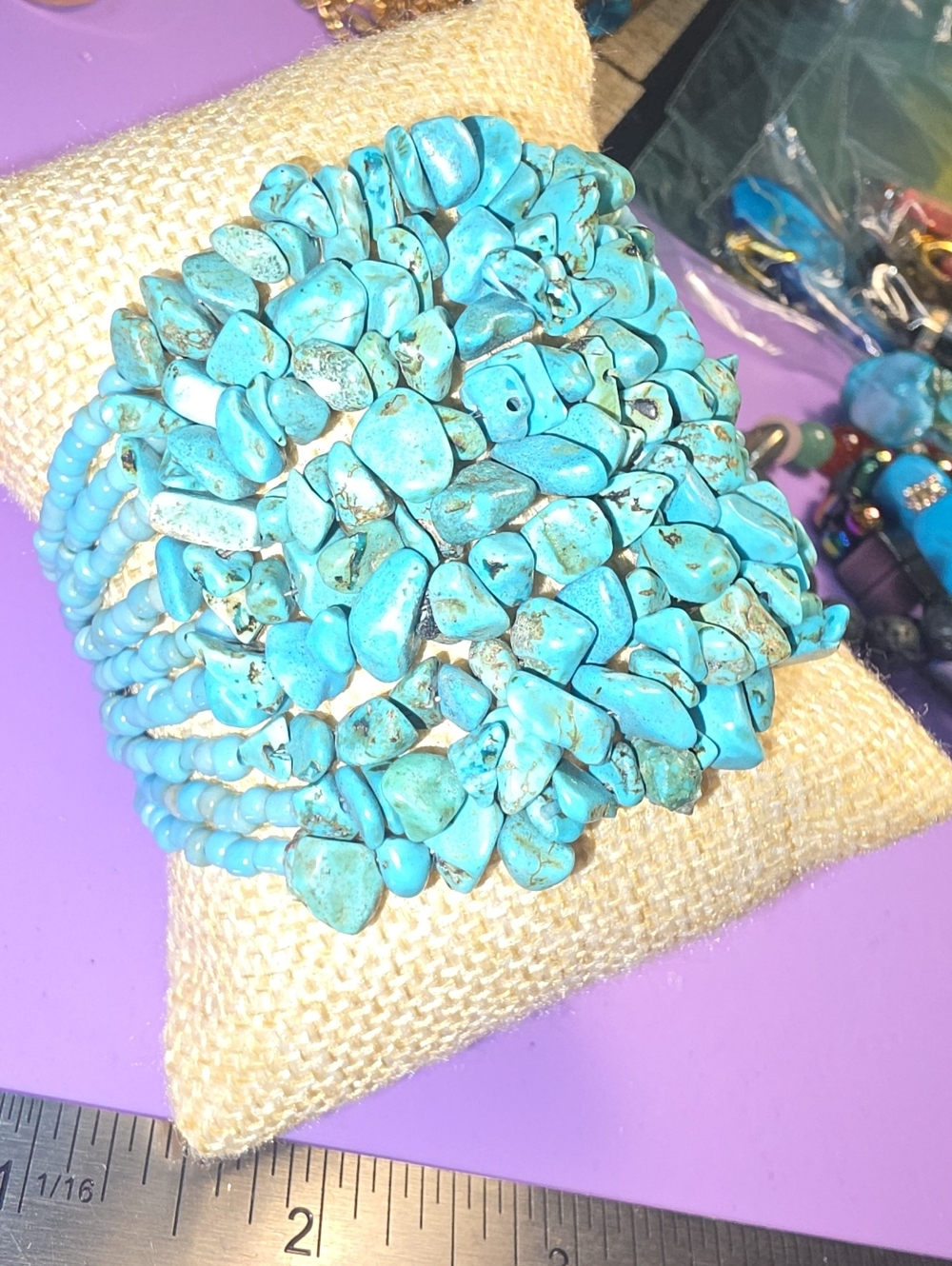 Turquoise Chip Memory Wire Bracelet - Women Jewelry